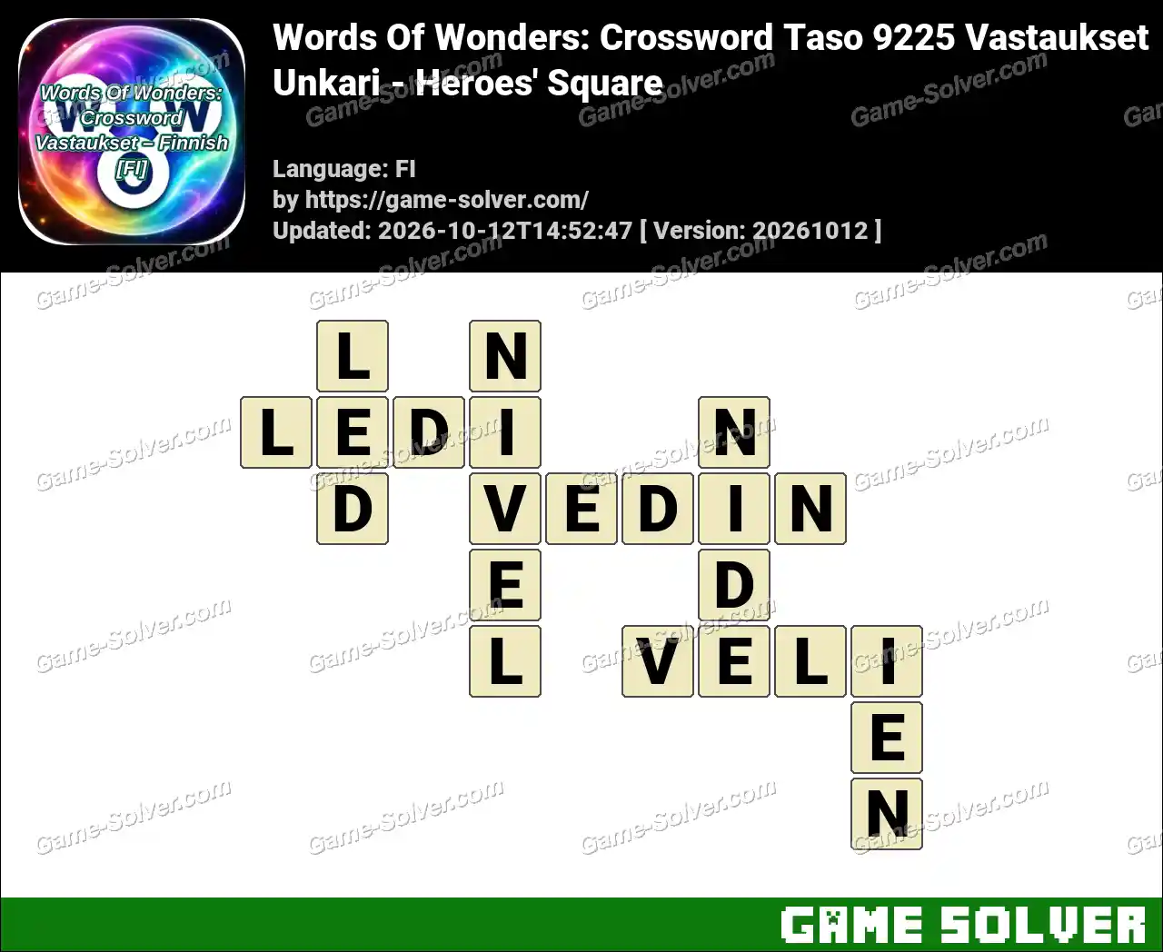 Words Of Wonders: Crossword Taso 9225 Vastaukset – Unkari – Heroes’ Square